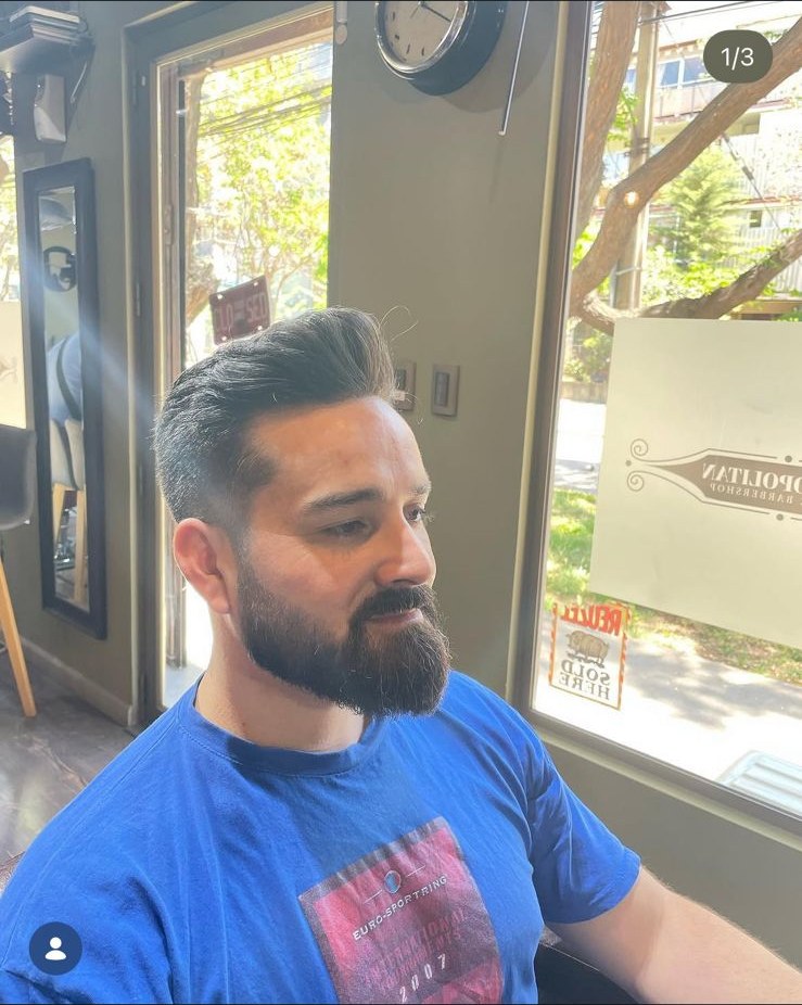 Barba perfilada con degradado